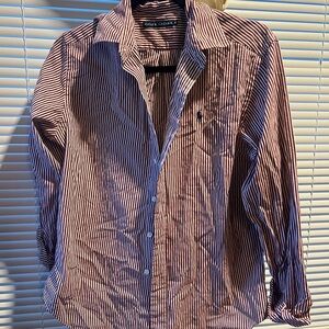 Ralph Lauren Men's Casual Striped Shirt - Blue and White